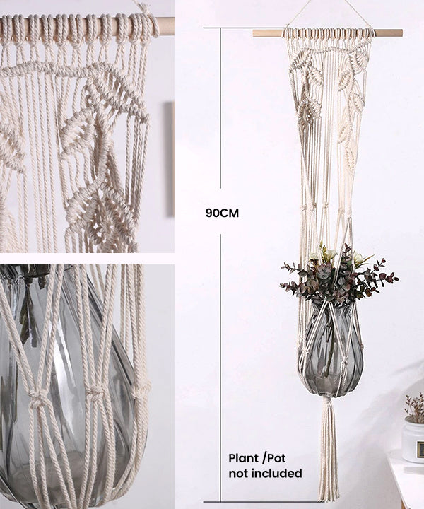 macrame plant hanger on stick Tall Macrame Plant Hanger 100CM – Nabteh.com