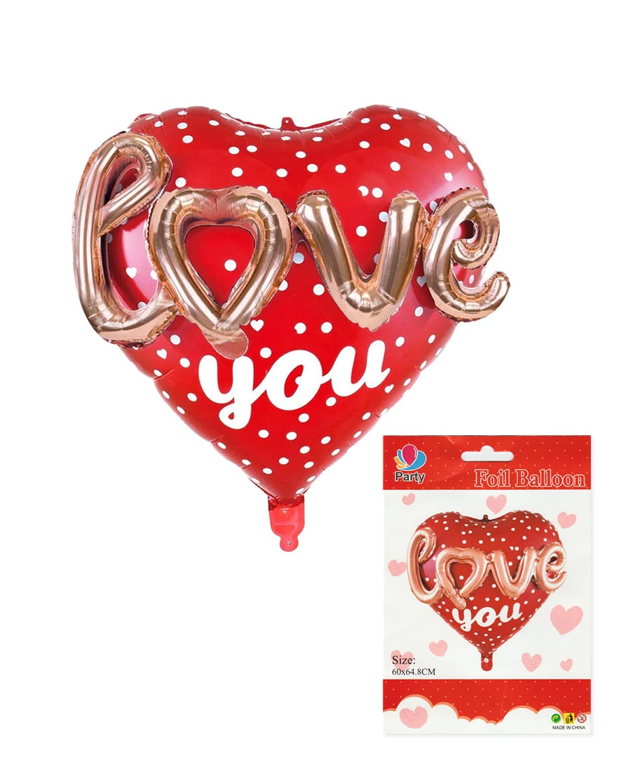 3D Love Heart Shape Foil Balloon (Uninflated)