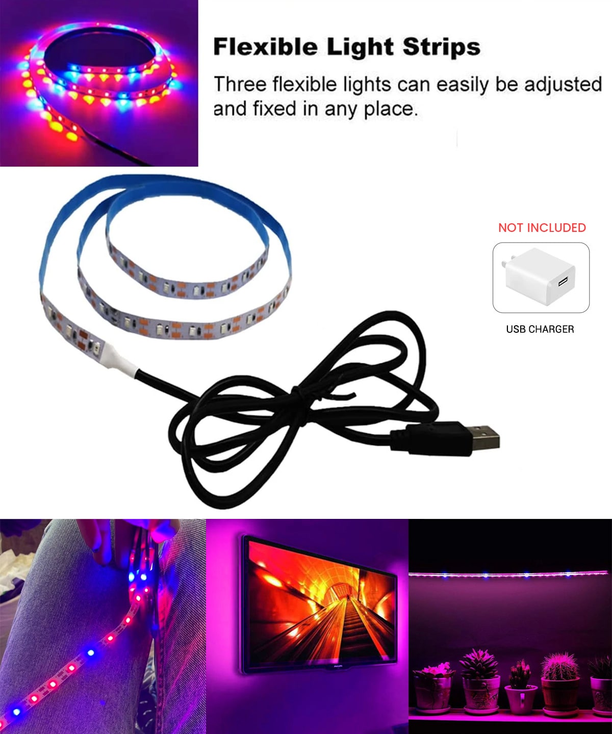 Red & Blue LED Strip Light