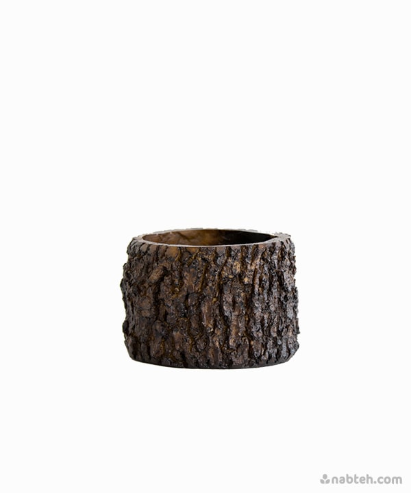 mini wood textured ceramic pot