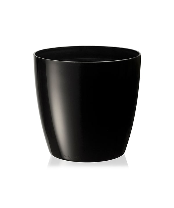 black Gloss Round Plastic Pot With Water Reservoir