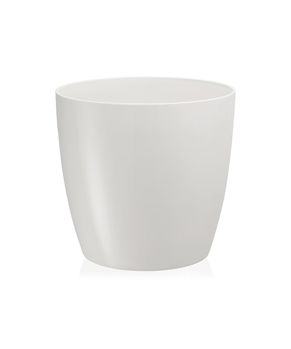 whit Gloss Round Plastic Pot With Water Reservoir